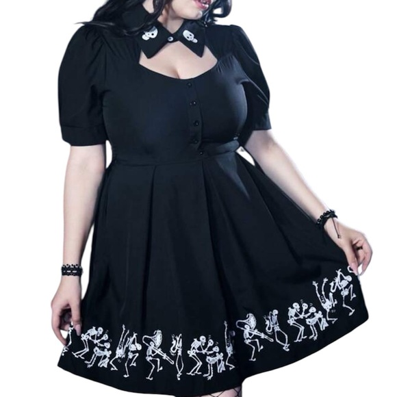 ROMWE Dresses & Skirts - ROMWE Black Dress with White Skeleton Print